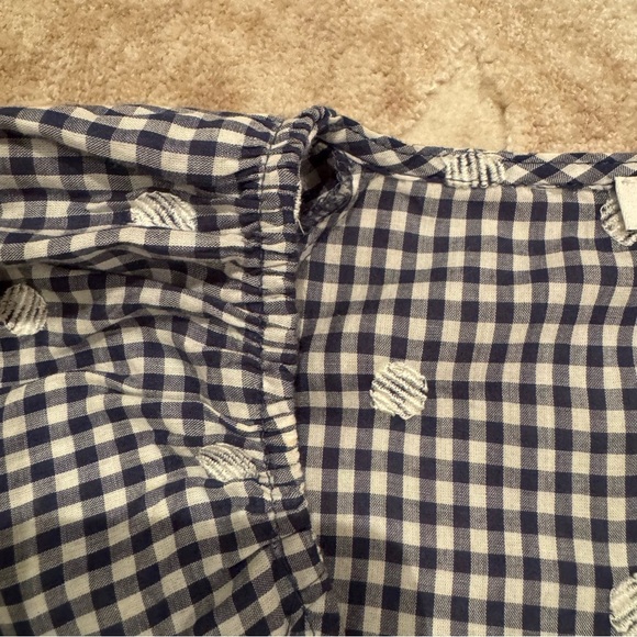 Madewell Faux Wrap Embroidered Gingham Check in preppy Navy Midi Dress Tie Waist - Picture 7 of 16